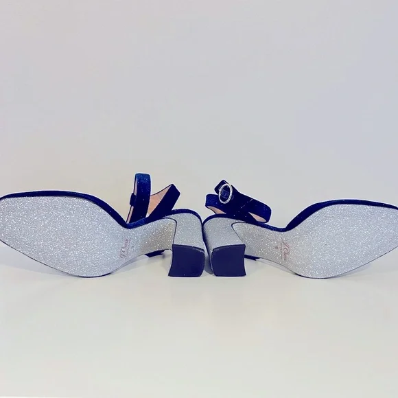 J.CREW Blue Velvet Harlow Pumps NEW - Picture 4 of 6